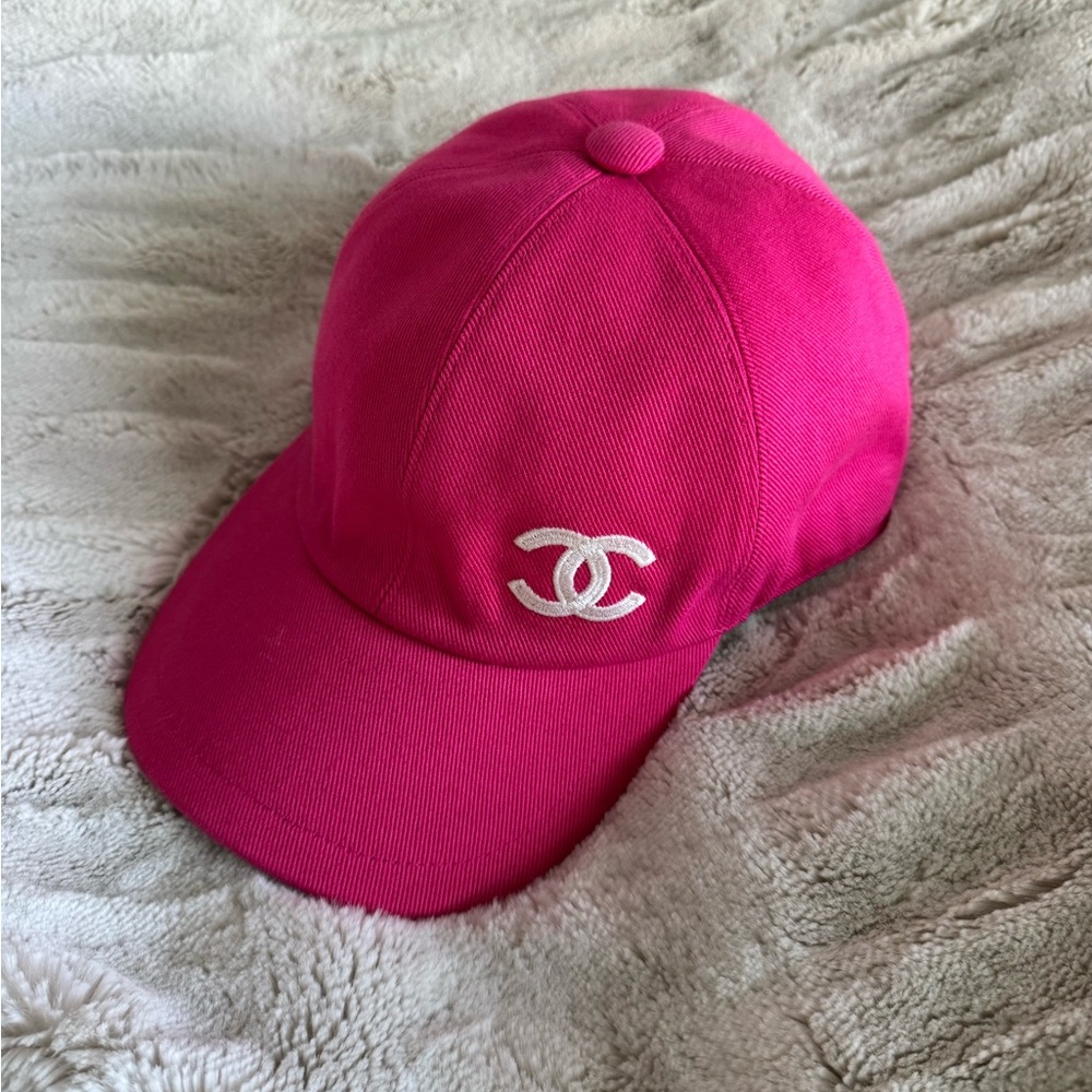 CHANEL Hot Pink Logo Baseball Cap - Picture 1 of 2